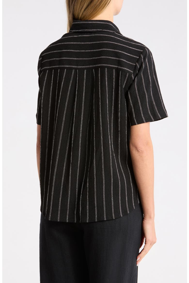 Twist Front Short Sleeve Shirt, Alternate, color, BLACK- IVORY RITA STRIPE