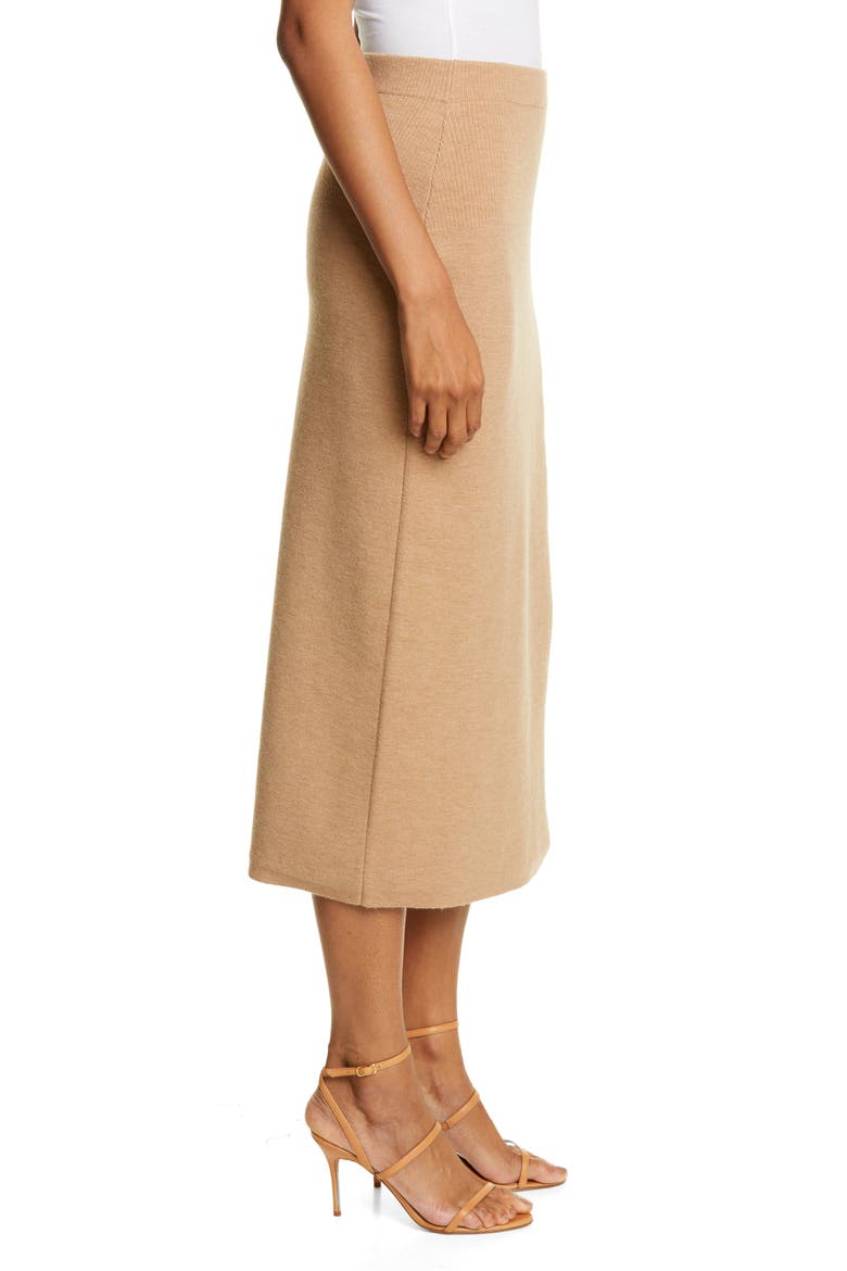 Jara Wool Blend Knit Midi Skirt, Alternate, color, CAMEL