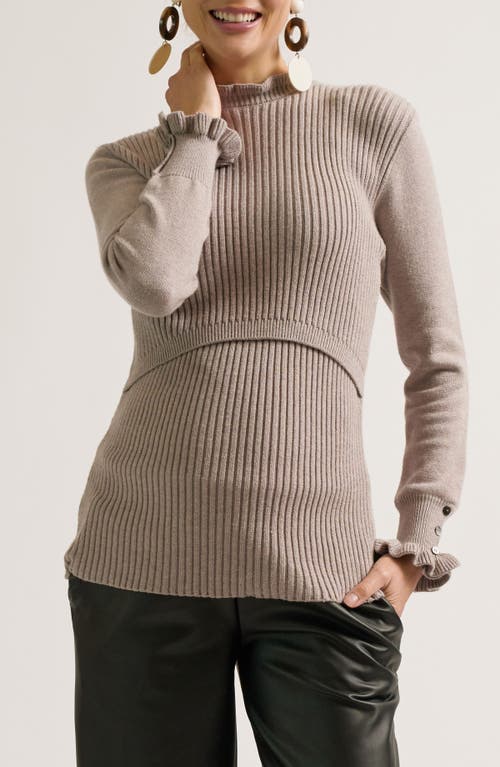 Cache Couer Dorothée Maternity & Nursing Sweater In Brown