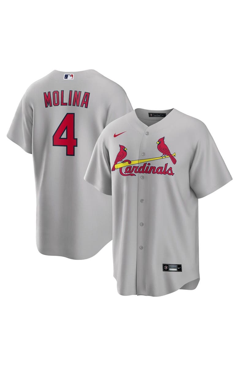 Nike Men's Nike Yadier Molina Gray St. Louis Cardinals Road Replica Player Name Jersey, Main, color, 