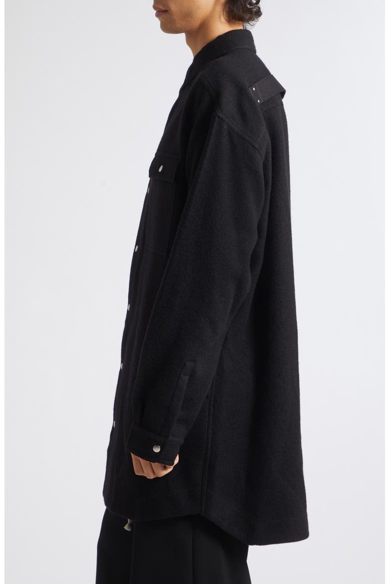 Oversize Tower Wool Melton Snap-Up Overshirt, Alternate, color, BLACK