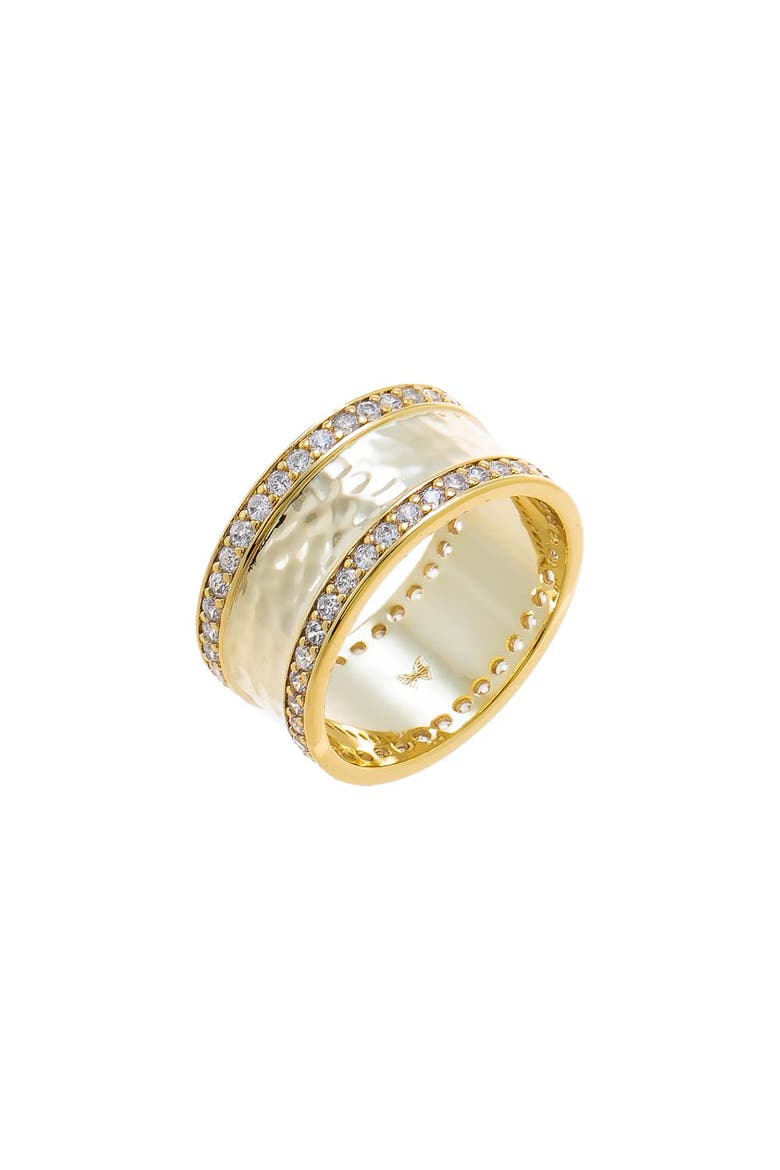 Double Pave Hammered Wide Band Ring, Main, color, Gold