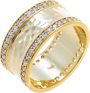 BY ADINA EDEN Double Pave Hammered Wide Band Ring