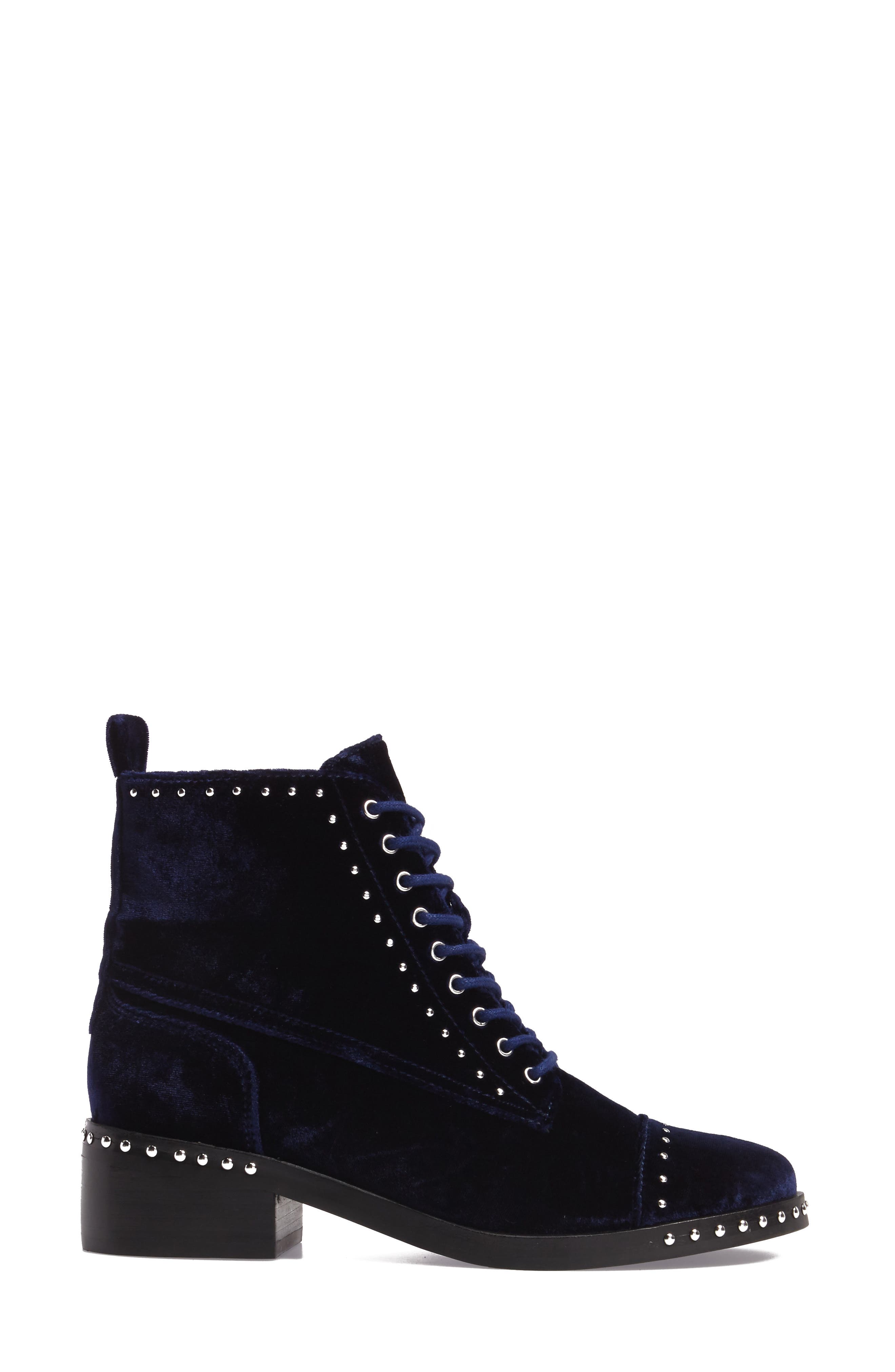 Cassidey Studded Cap Toe Bootie, Alternate, color, MEDIUM BLUE VELVET