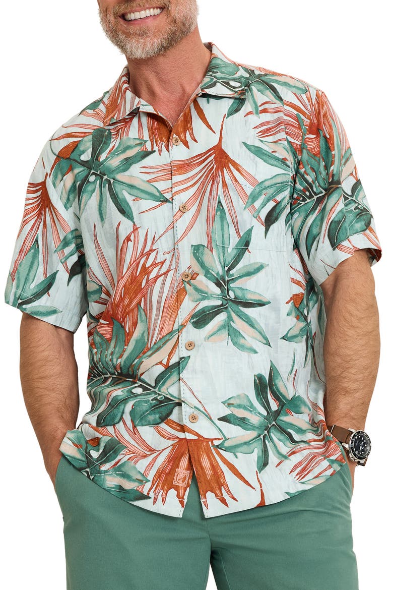 Tidal Fronds Silk Camp Shirt, Main, color, PALE OPAL