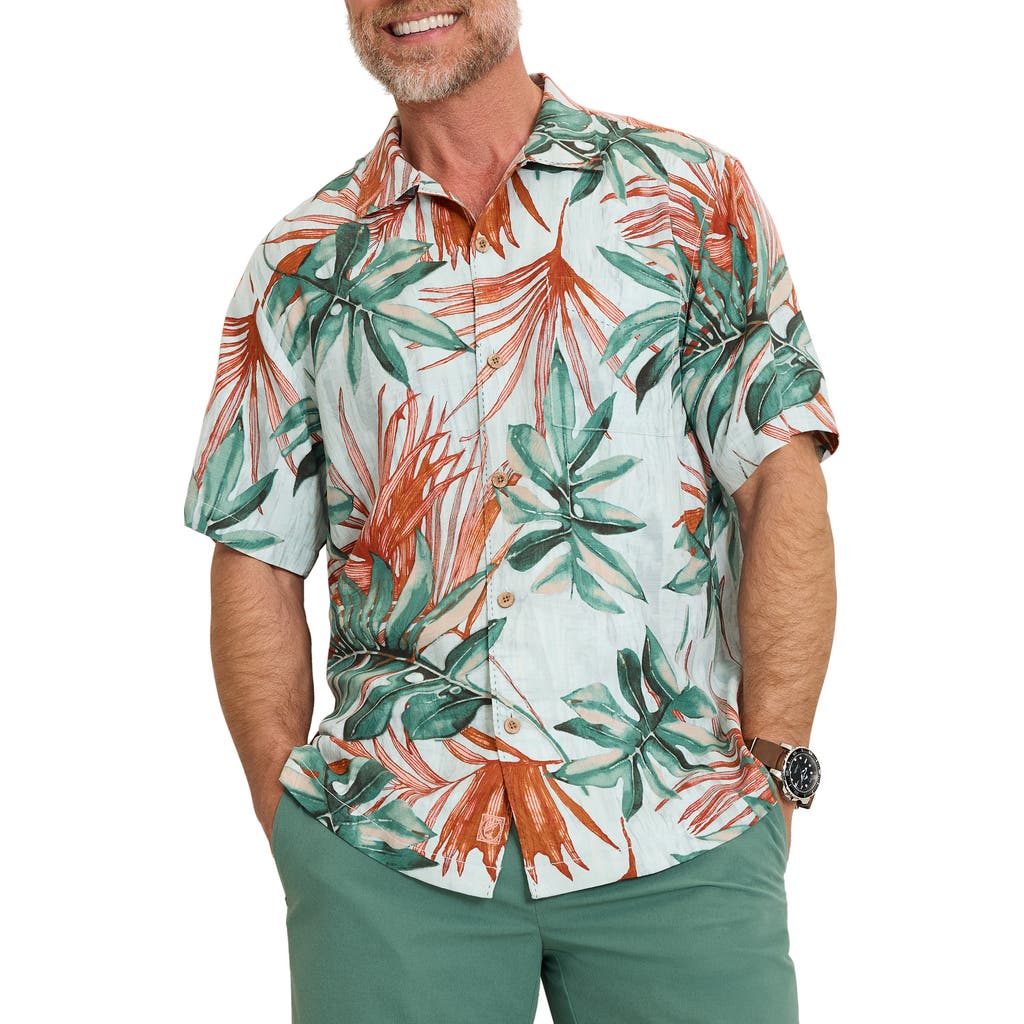 Tommy Bahama Tidal Fronds Silk Camp Shirt in Pale Opal at Nordstrom, Size Medium