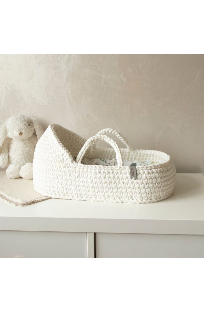 Anzy Home Doll Moses Basket w/Rocking Stand, Alternate, color, White