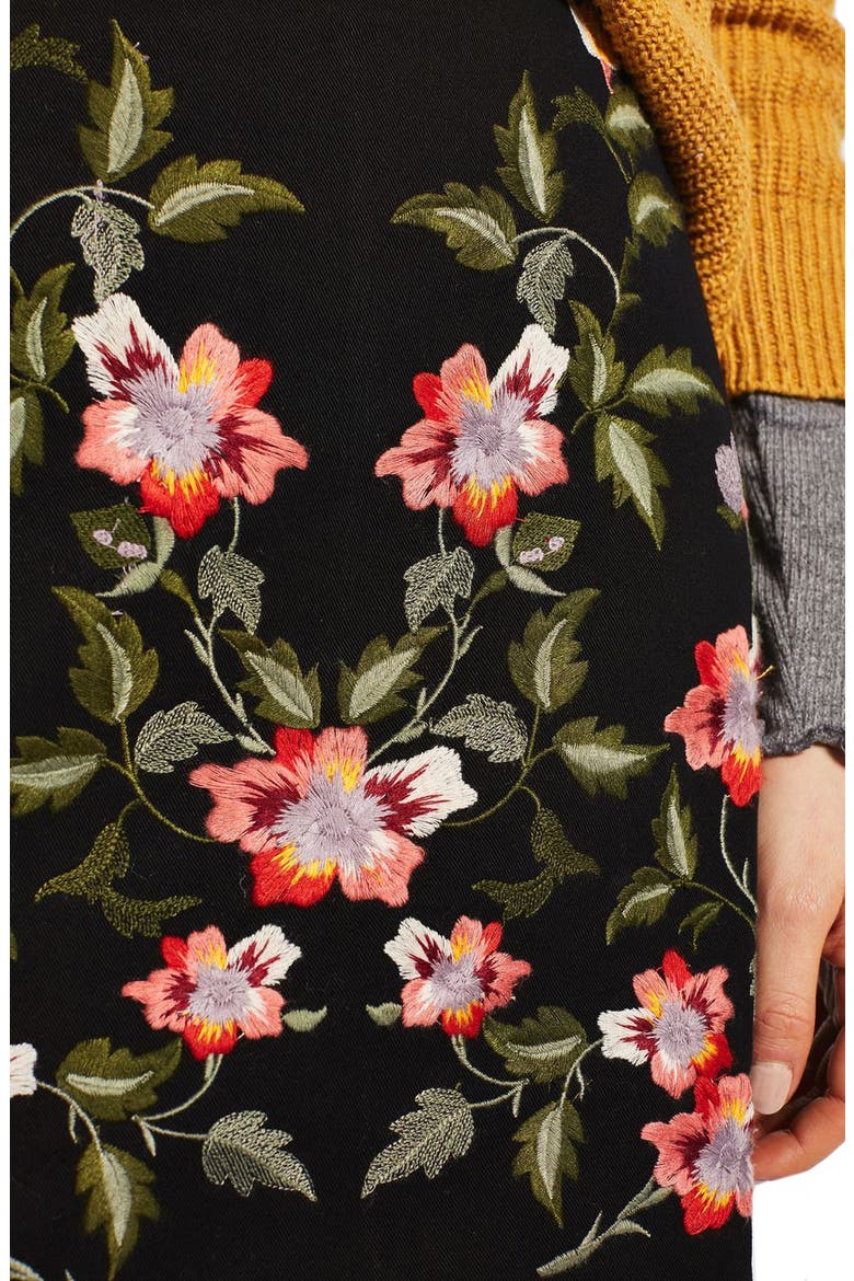 Ivy Flower Embroidered Skirt, Alternate, color, BLACK MULTI