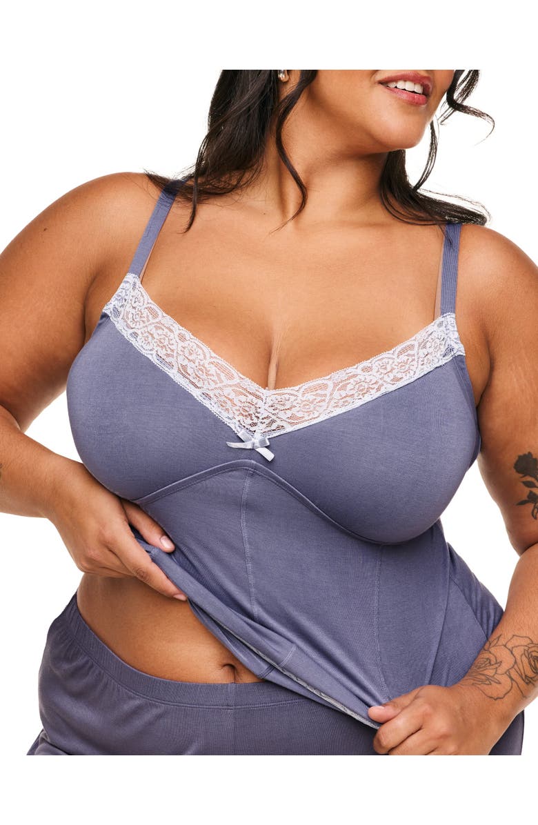 Adore Me Suzanna Pajama Cami And Pants Set, Alternate, color, Dark Grey