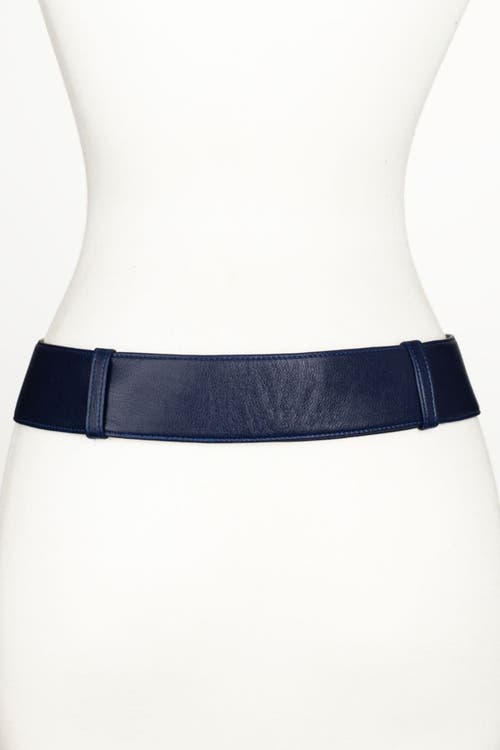 Raina Belts Rhinestones Buckle Leather Belt In Blue