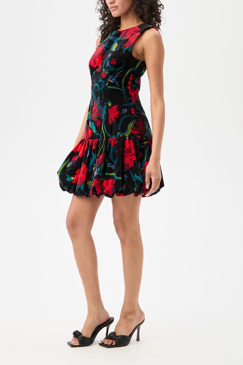 Trina Turk Splendored Bubble Hem Printed Velvet Dress In Multi