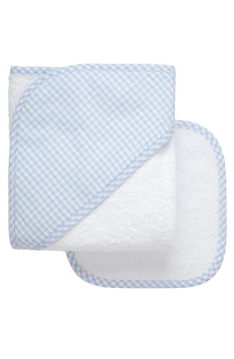 3 Marthas Big Check Hooded Towel & Washcloth Set, Main, color, Blue