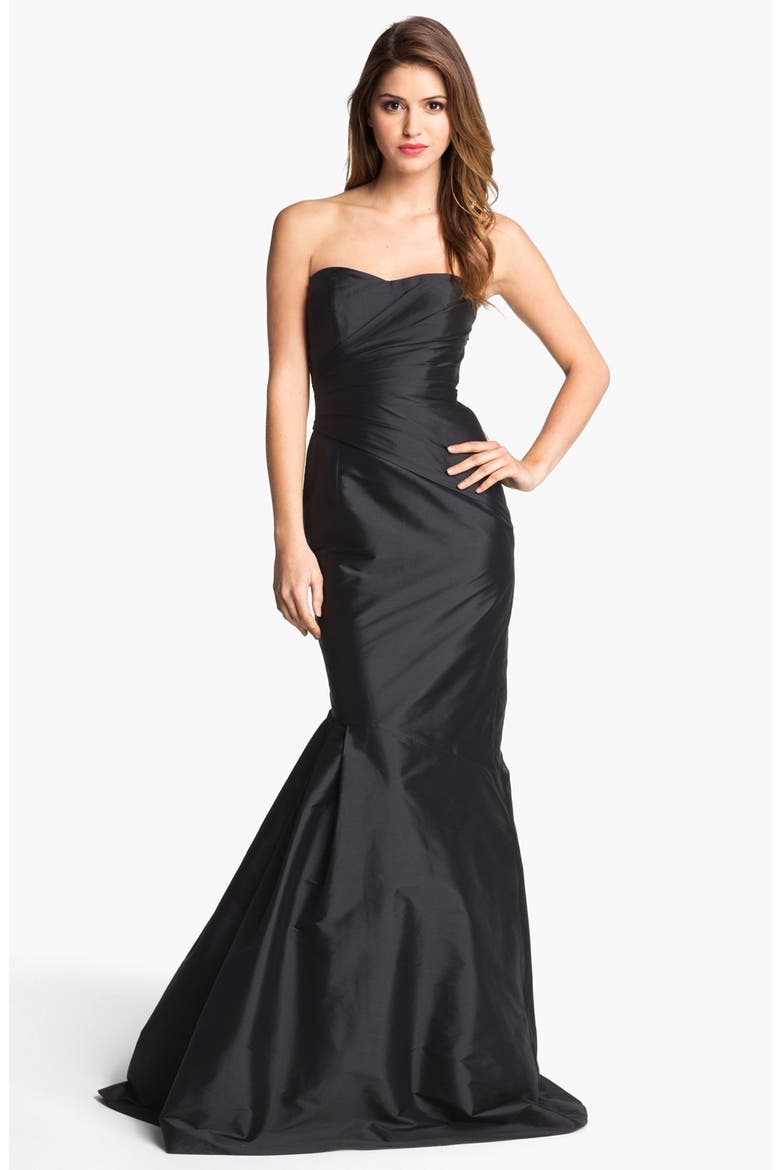 Strapless Trumpet Gown, Main, color, BLACK