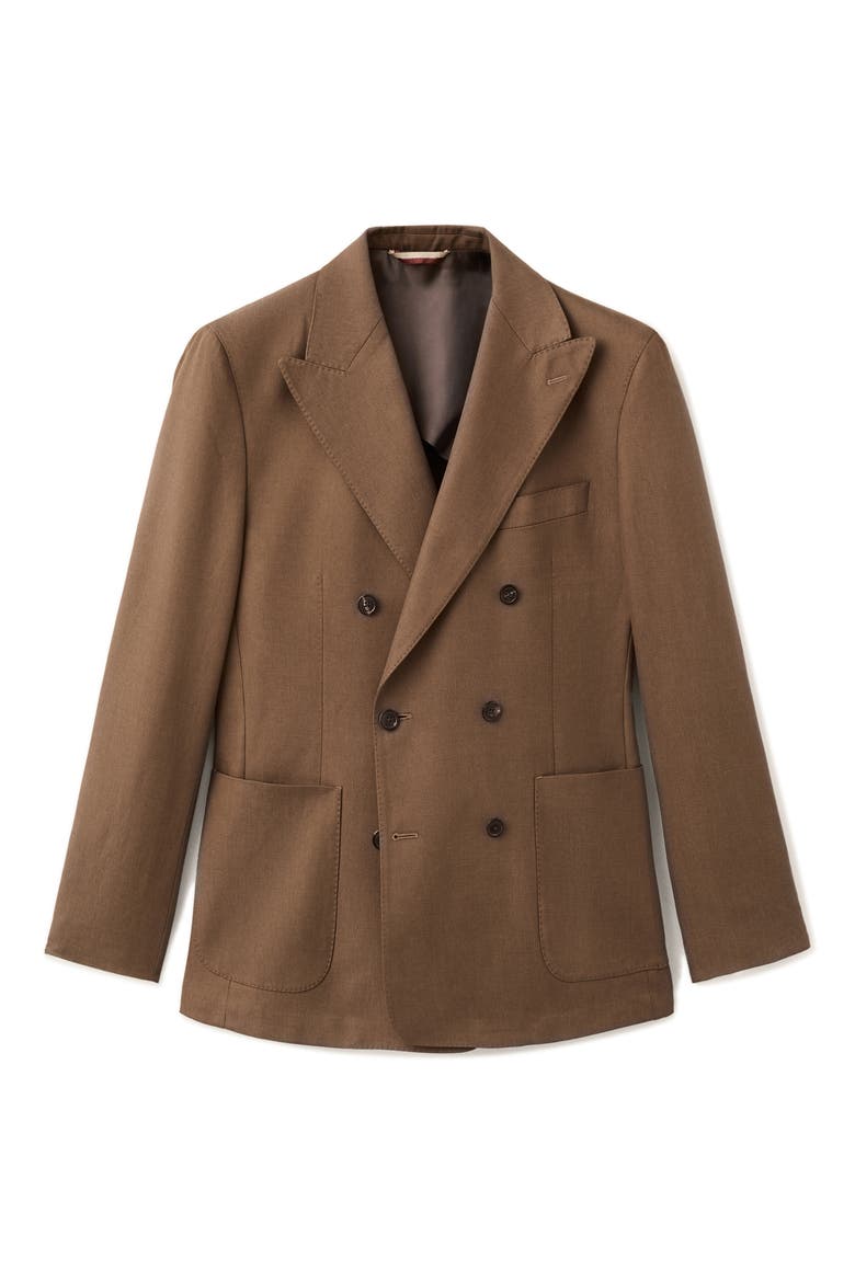 Double Breasted Slim Fit Jacket, Alternate, color, TOBACCO BROWN