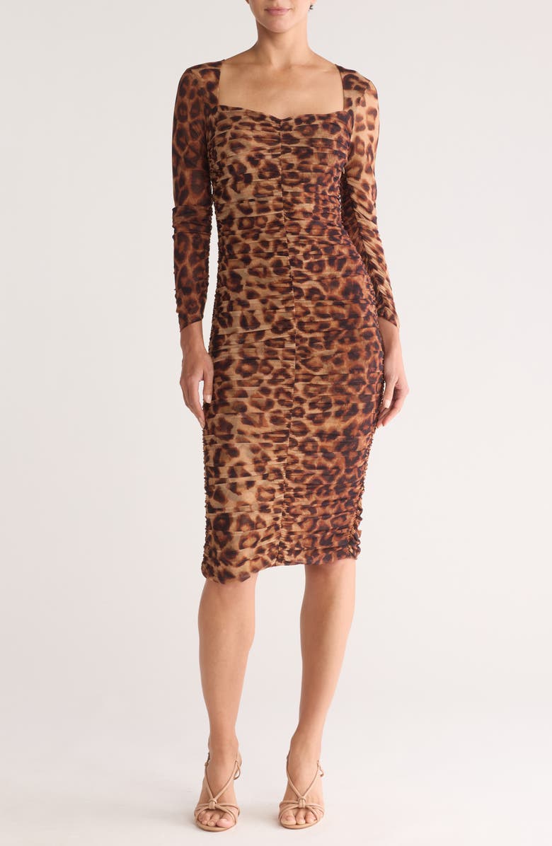 L'AGENCE Marise Ruched Long Sleeve Dress, Main, color, 