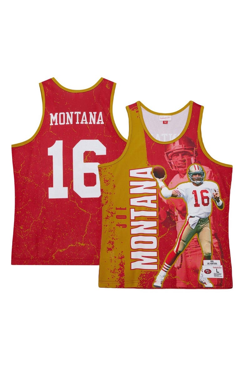 Men's Mitchell & Ness Joe Montana Scarlet San Francisco 49ers 1989 Player Burst Tank Top, Main, color, Scarlet