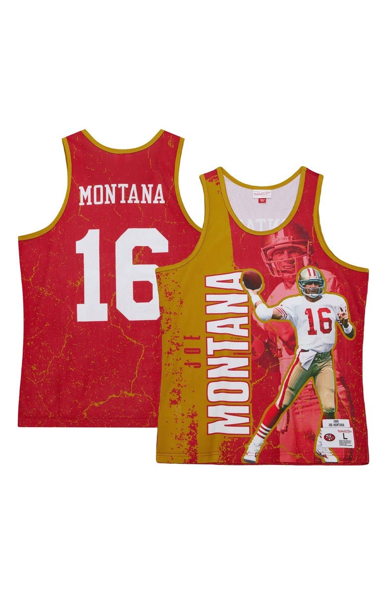 Mitchell & Ness Men's Mitchell & Ness Joe Montana Scarlet San Francisco 49ers 1989 Player Burst Tank Top, Main, color, Scarlet