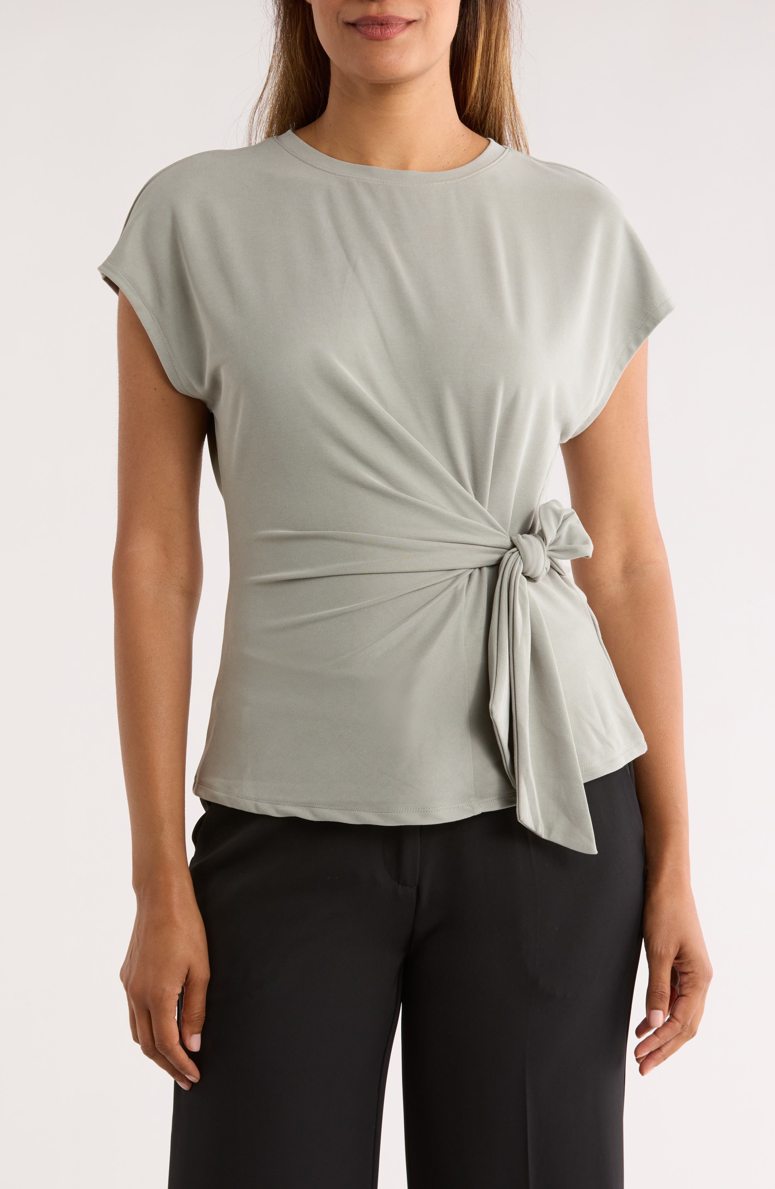 NORDSTROM RACK Short Sleeve Tie Detail Top