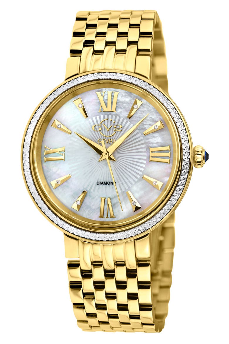 Women's Genoa Diamond Dial Bracelet Watch, 37mm, Main, color, GOLD