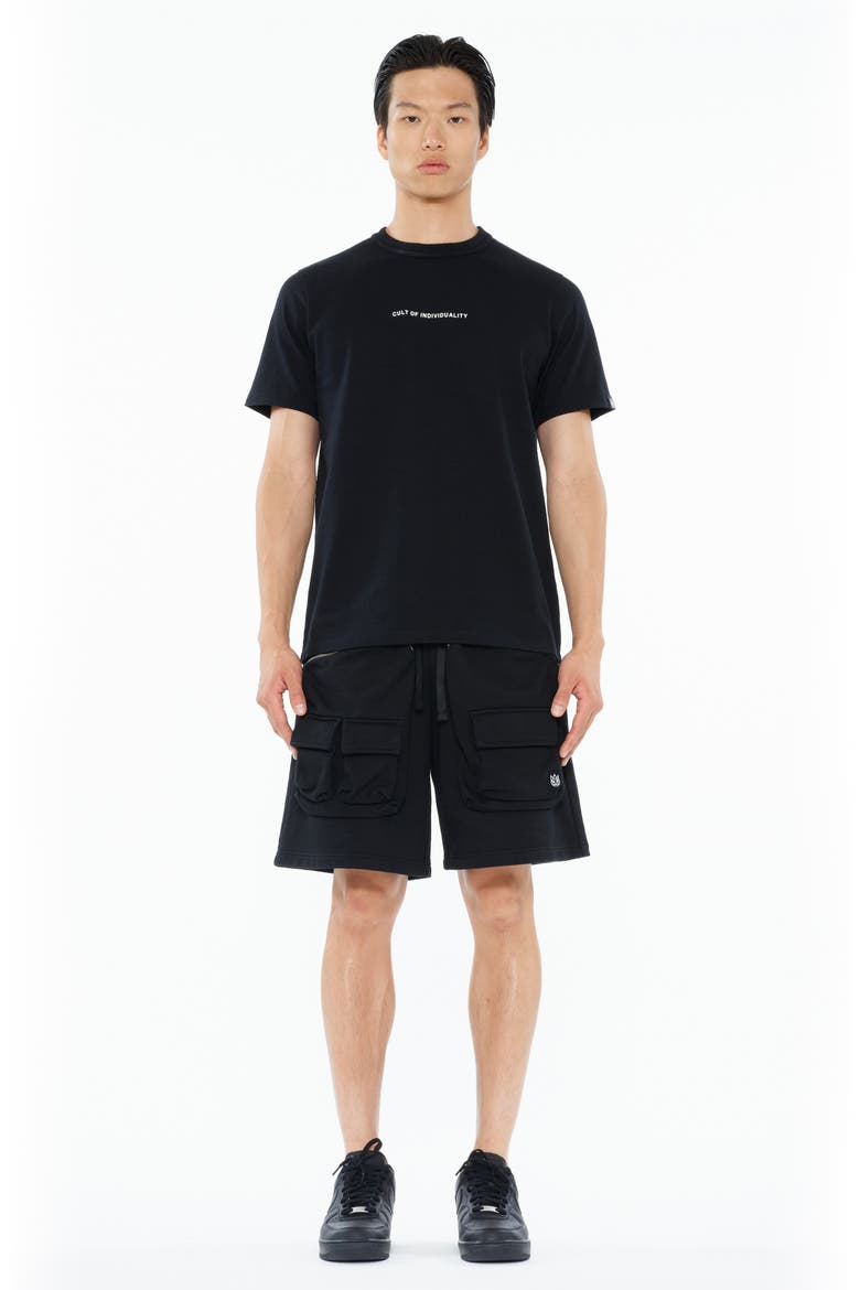 Fleece Cargo Shorts, Alternate, color, BLACK