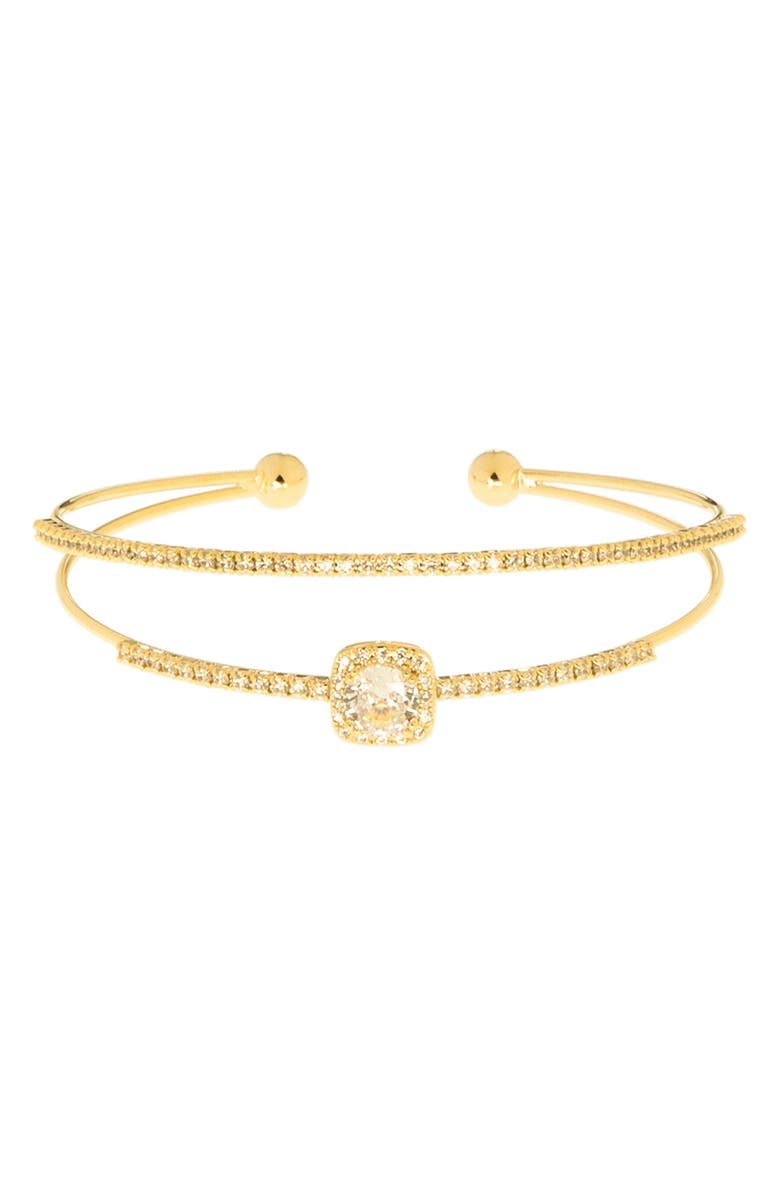 MARLYN SCHIFF Heidi Crystal Double Cuff Bracelet, Main, color, Gold