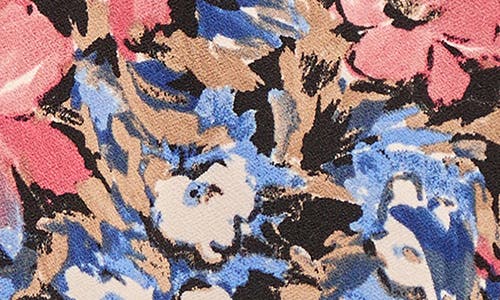 Jones New York Floral Print Three-quarter Sleeve Crepe Top In Jones Black Multi