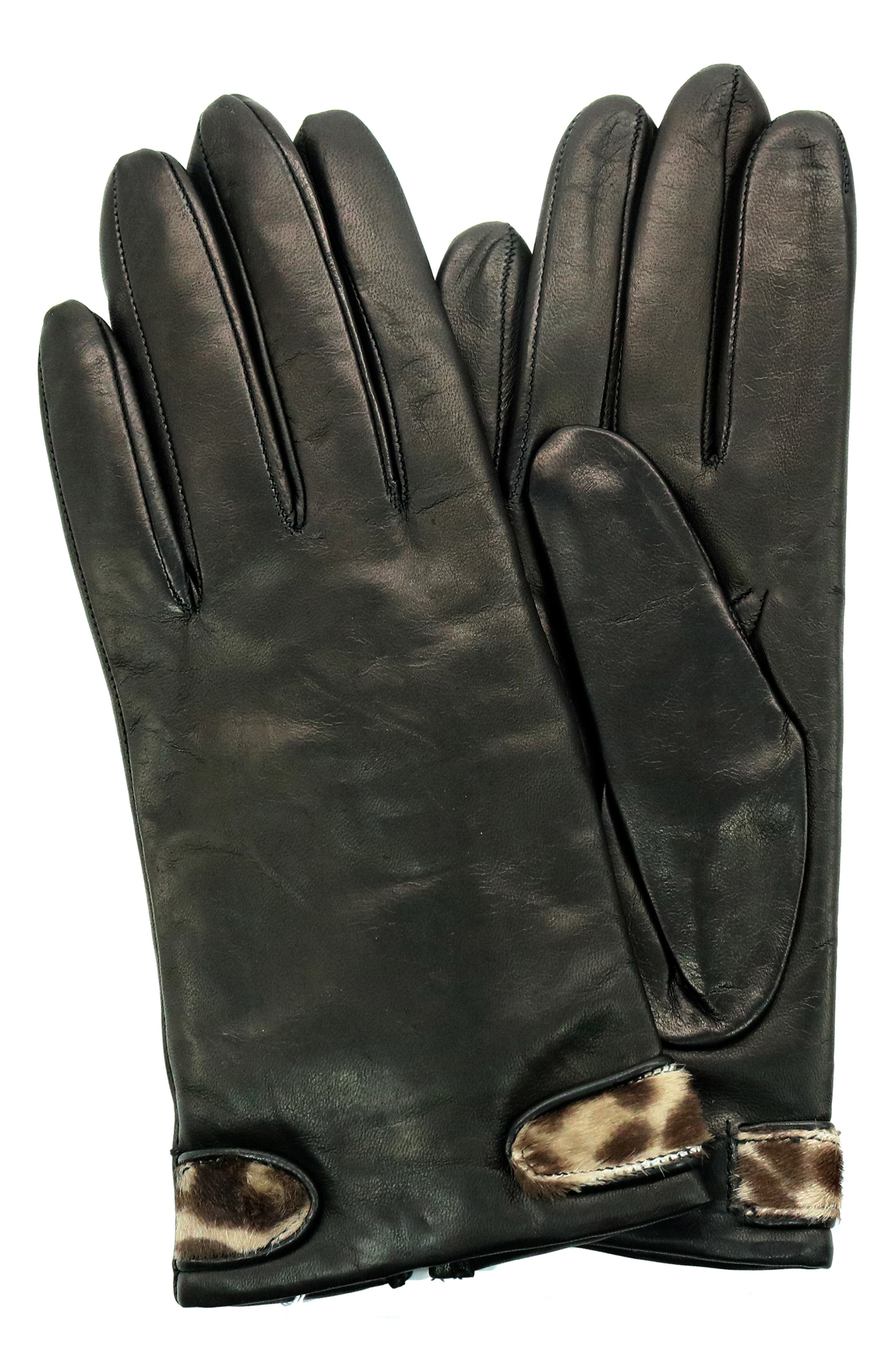 Portolano Genuine Calf Hair Trim Leather Gloves