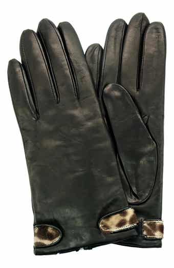 Portolano Genuine Calf Hair Trim Leather Gloves