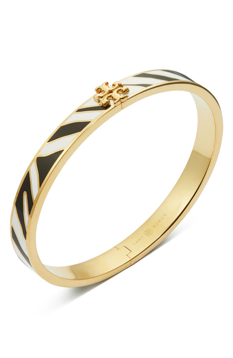 Tory Burch Kira Chevron Stripe Enamel Hinge Bracelet, Alternate, color, 