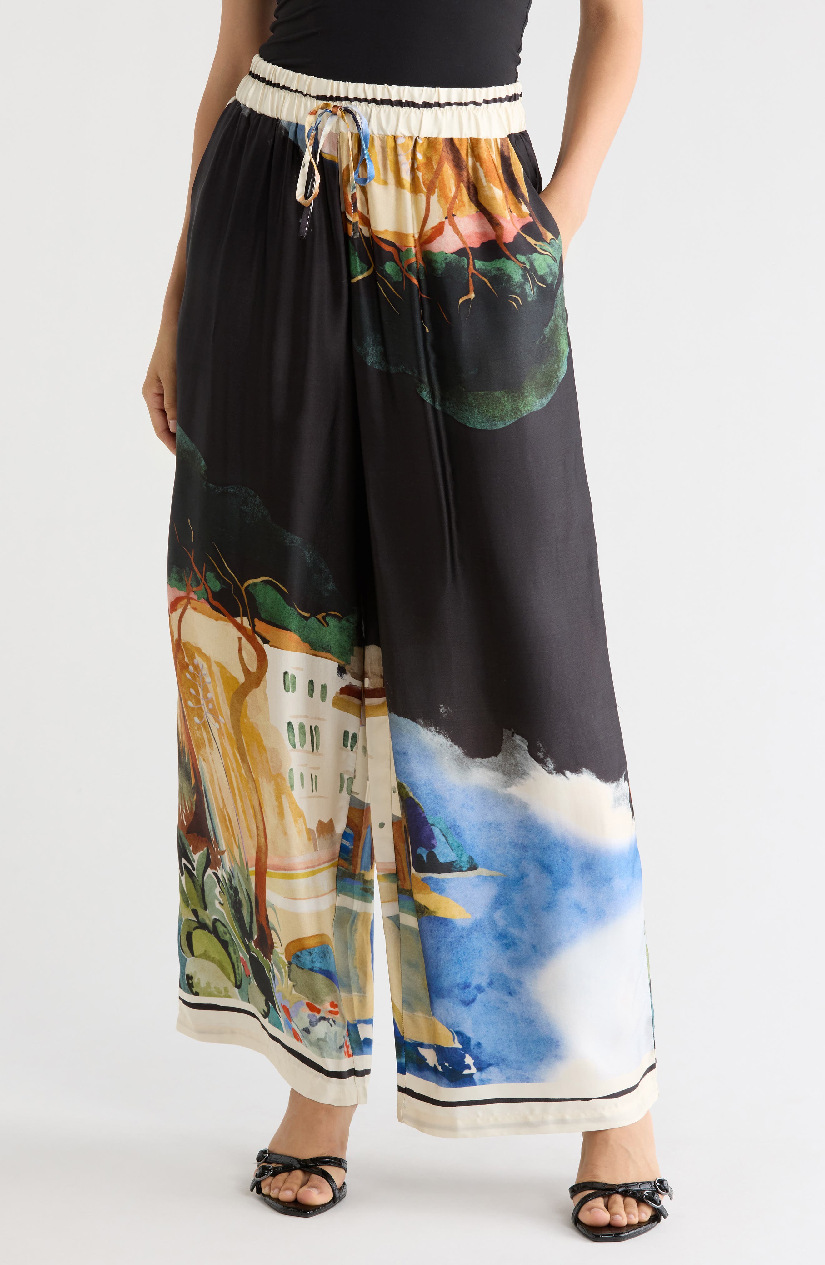 Print Wide Leg Pants