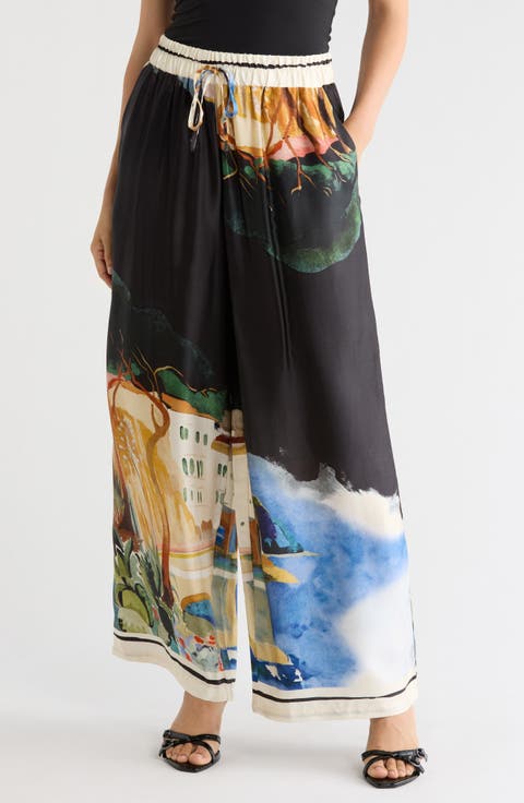 Print Wide Leg Pants
