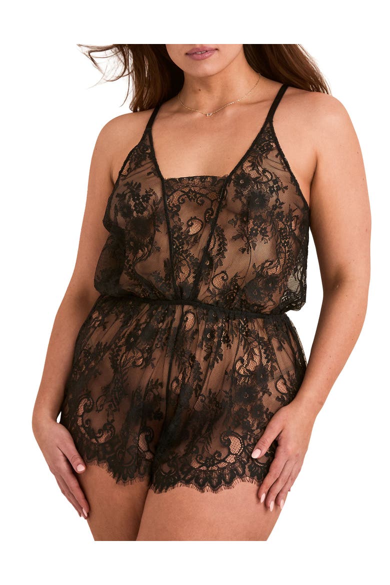 Jasmin Romper Lingerie, Alternate, color, Black