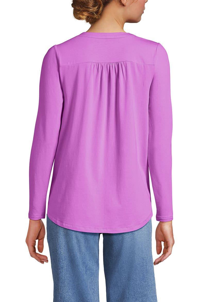 Long Sleeve Lightweight Jersey Notch Neck Tunic Top, Alternate, color, Aster Pink