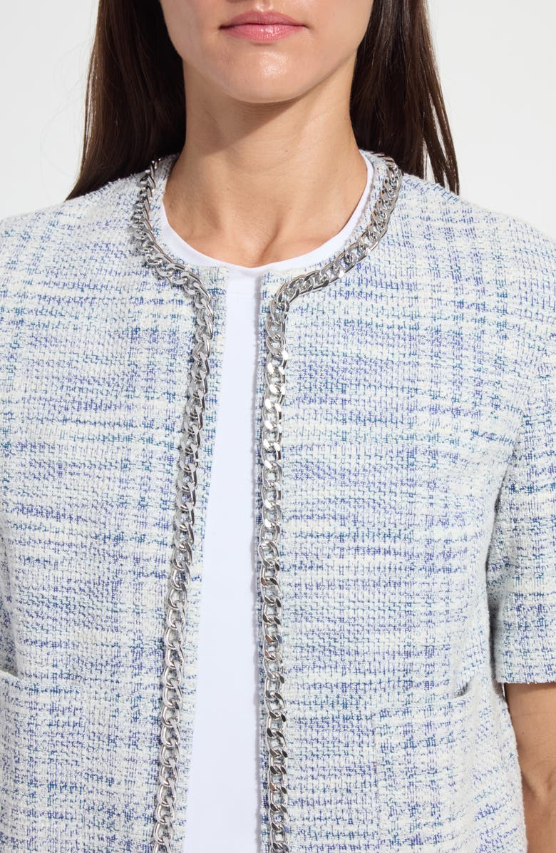 Lysse Lily Short Sleeve Summer Tweed Jacket, Alternate, color, Azzurro Tweed