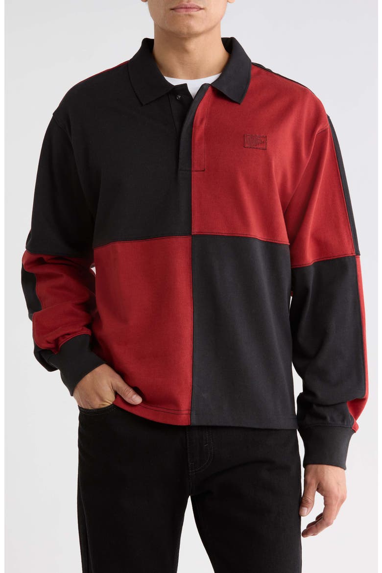 Check Rugby Knit Polo, Main, color, POPPY EMBER