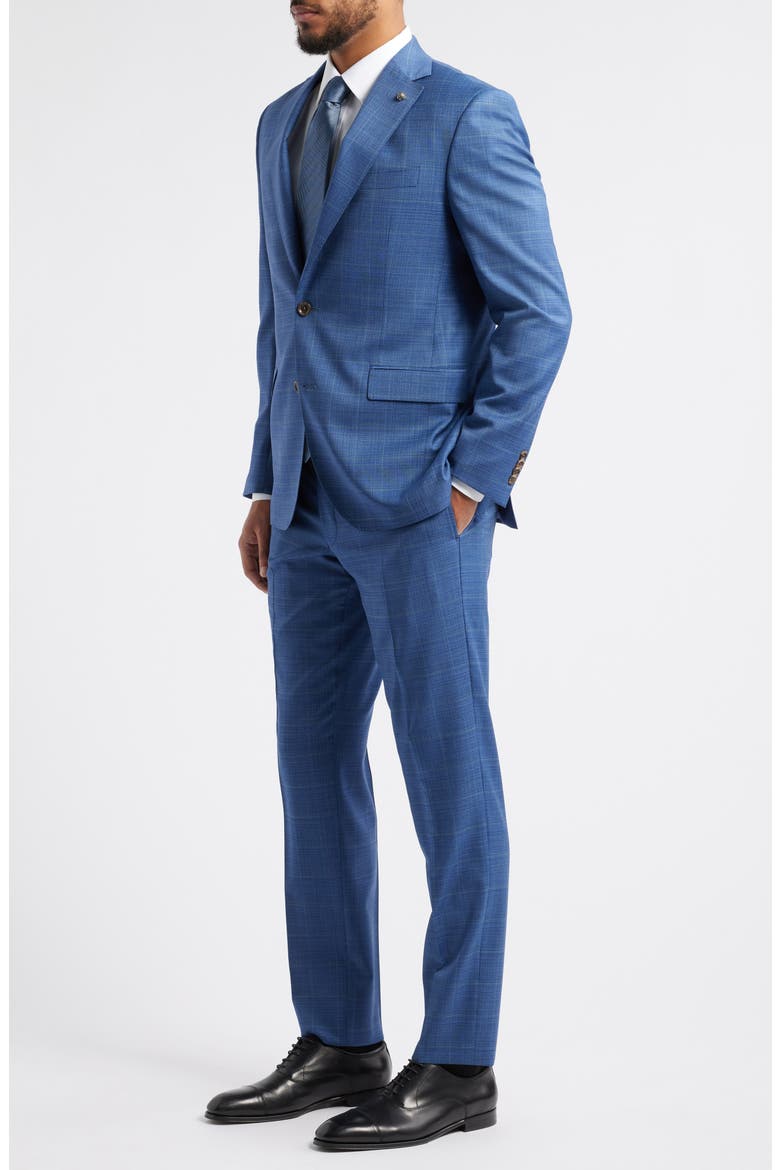 Esprit Blue Mélange Plaid Super 120s Wool Suit, Alternate, color, BLUE