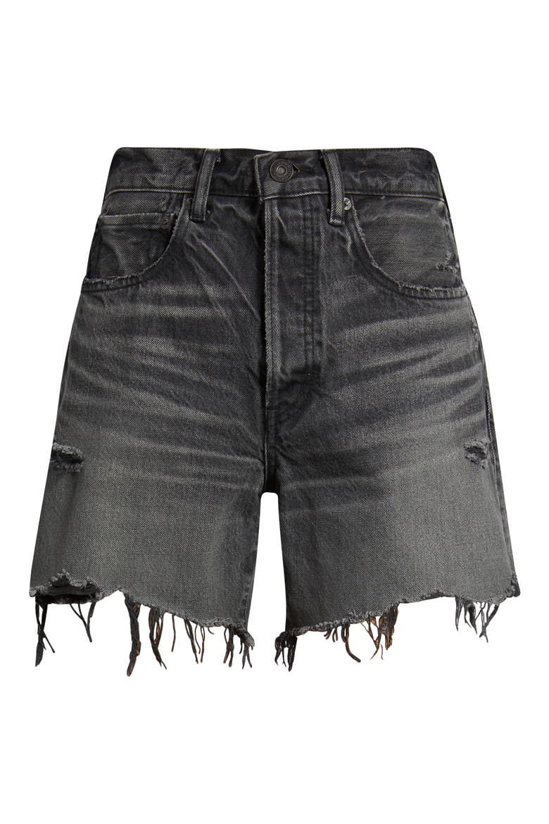 Shirley High Waist Cutoff Denim Shorts, Alternate, color, BLACK