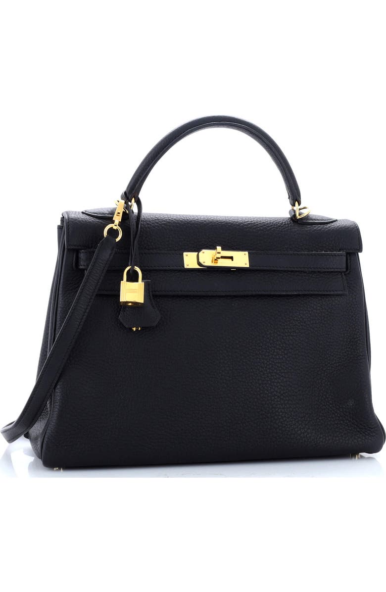 Pre-Owned Hermes Kelly Handbag Black Clemence with Gold Hardware 32, Alternate, color,