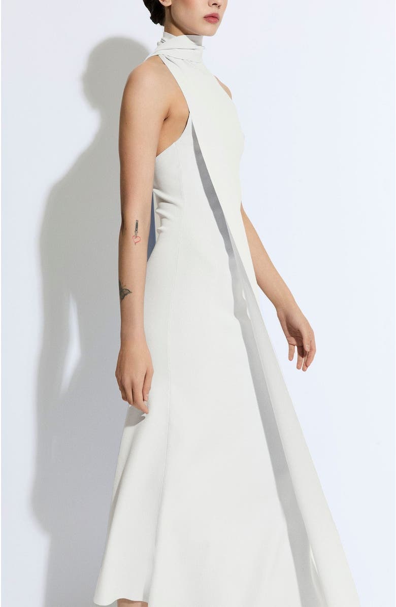 LAPOINTE Matte Viscose Halterneck Dress, Alternate, color, Off White