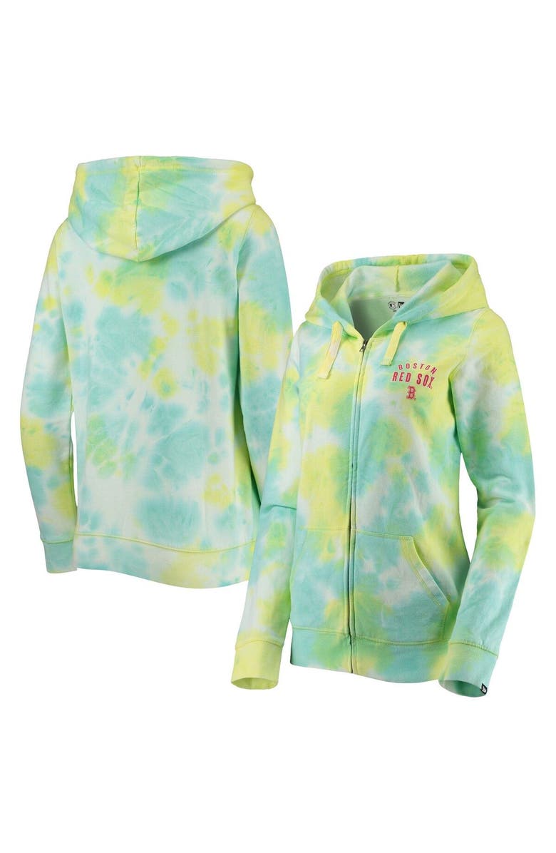 New Era Women's New Era White Boston Red Sox Tie-Dye Full-Zip Hoodie, Main, color, White