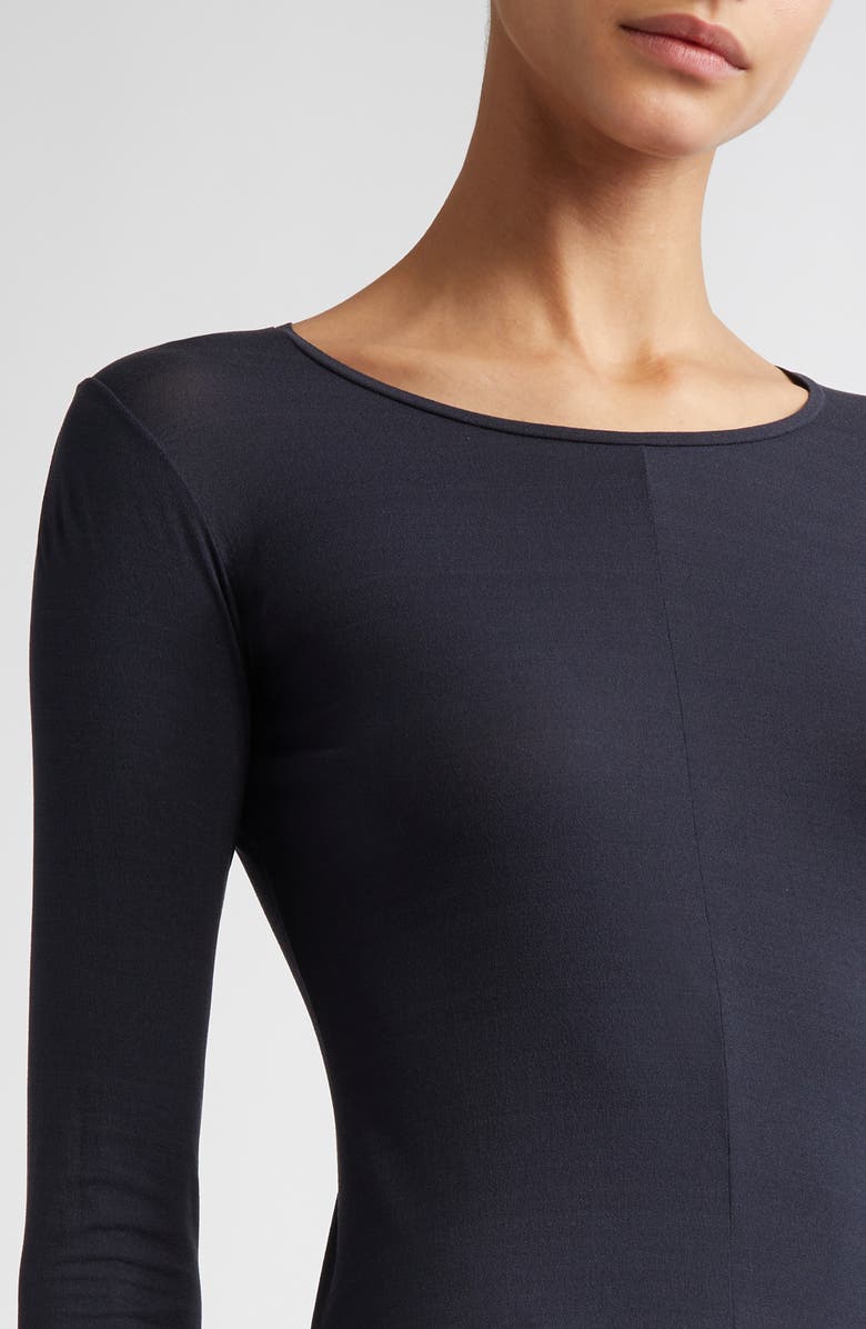 FFORME Jo Long Sleeve Stretch Silk Crepe Jersey Asymmetric Dress, Alternate, color, 