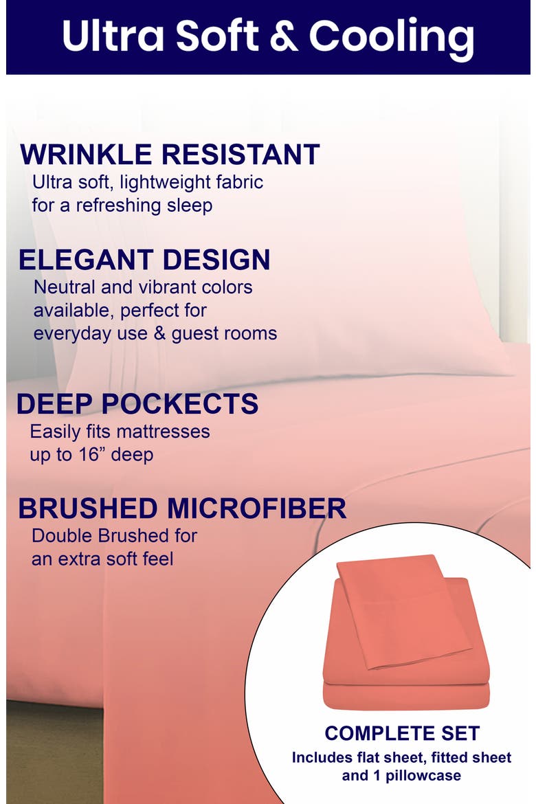 Deep Pocket Premium Bed Sheet Set, Alternate, color, ORANGE