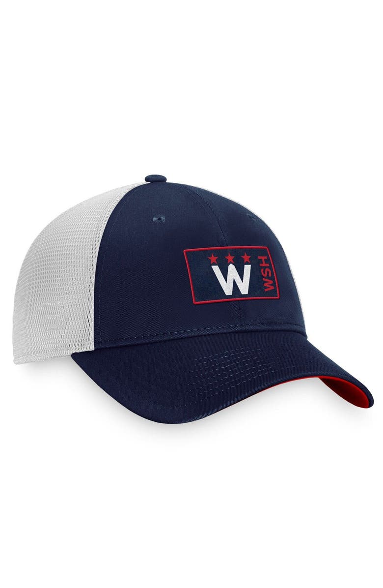 FANATICS Men's Fanatics Branded Navy/White Washington Capitals Authentic Pro Trucker Snapback Hat, Alternate, color, 