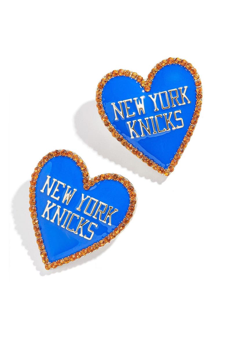 New York Knicks Statement Stud Earrings, Main, color, Blue