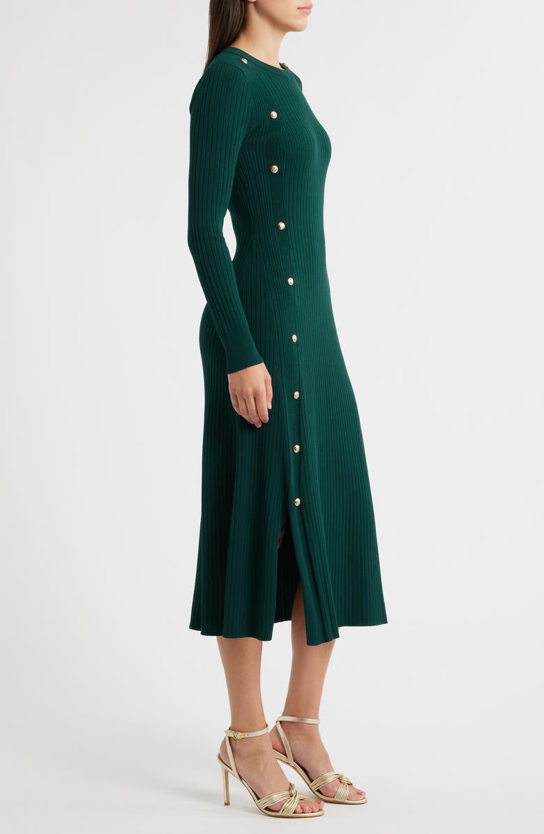 Elie Tahari The Tamara Long Sleeve A-Line Dress, Alternate, color, Deep Forest