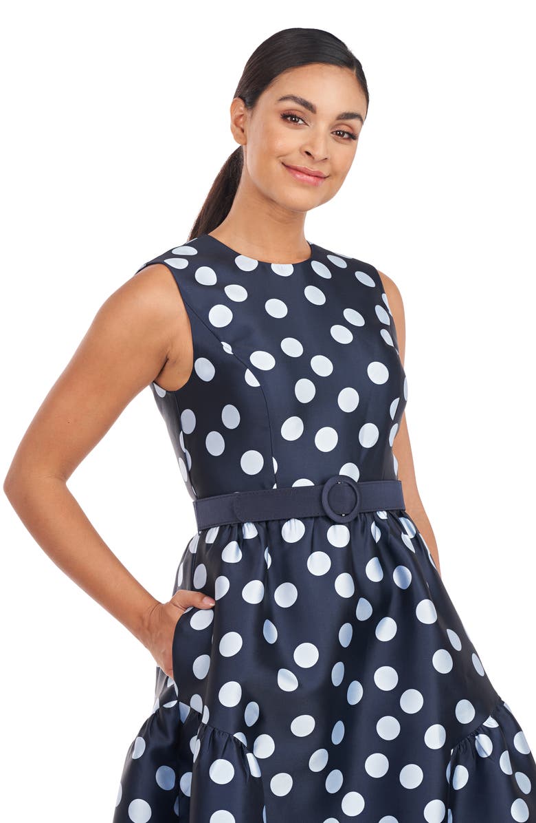 Kay Unger Tinslee Polka Dot Fit & Flare Midi Dress, Alternate, color, 
