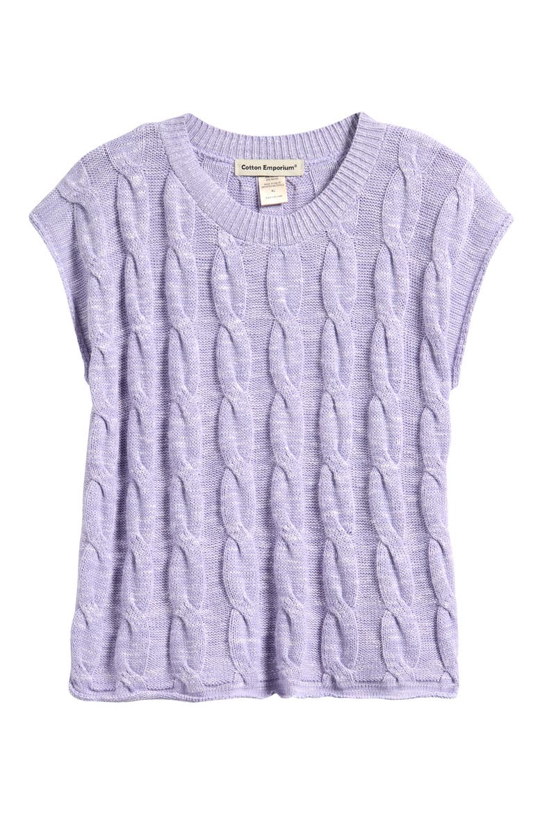 Kids' Cotton Blend Sweater Vest, Main, color, LAVENDAR CABLE