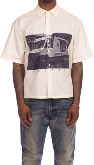 ICECREAM Truck Graphic Short Sleeve Button-Up Shirt
