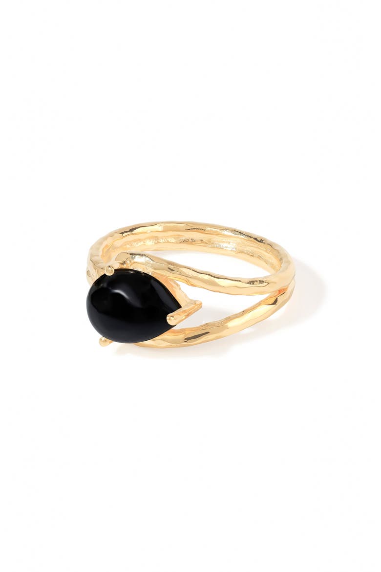 Pear Citrine Split Band Ring, Alternate, color, BLACK