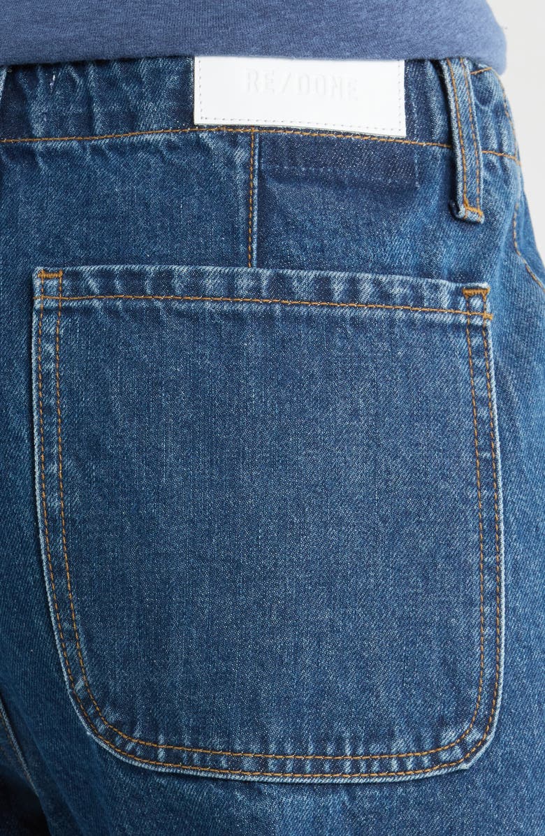 Re/Done The Bender High Waist Cuff Straight Leg Jeans, Alternate, color, Rustic Indigo